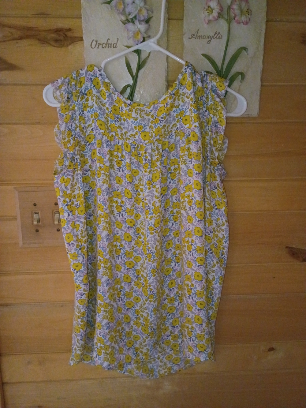 LOFT Yellow Floral Flutter Sleeve Top